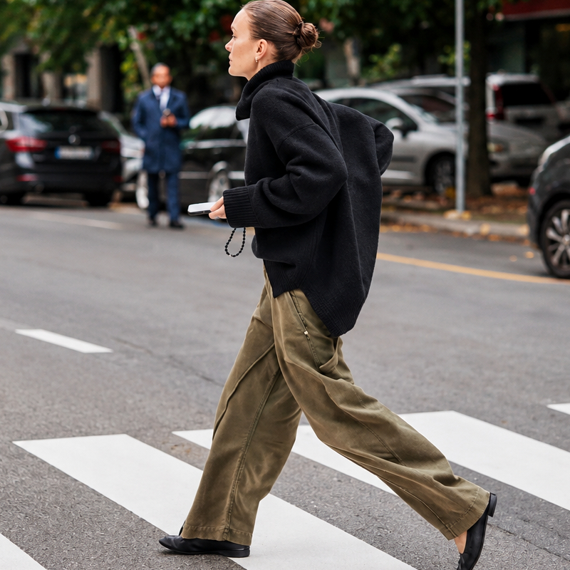 Pantalon kaki : 5 idées de looks automne 2026