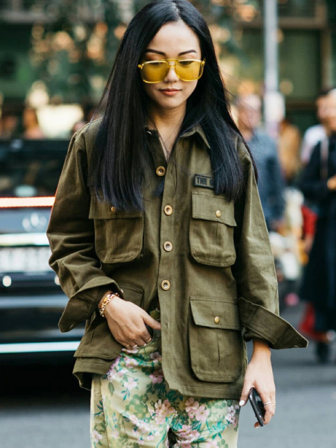 Oui au tlescopage entre kaki army et imprim floral !