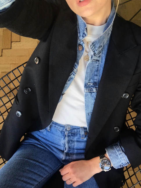 Oui  la superposition blazer/veste en jean !