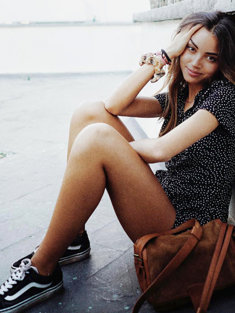 Vans noir et blanc + mini robe  pois = le bon mix