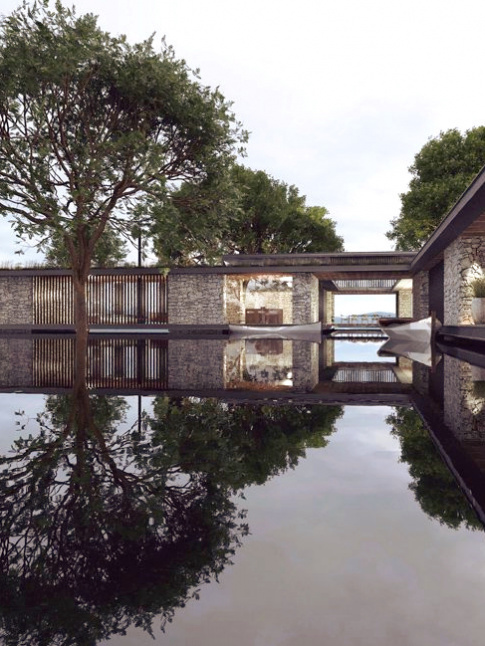 Eau + pierres + arbres + lignes modernes = le bon mix