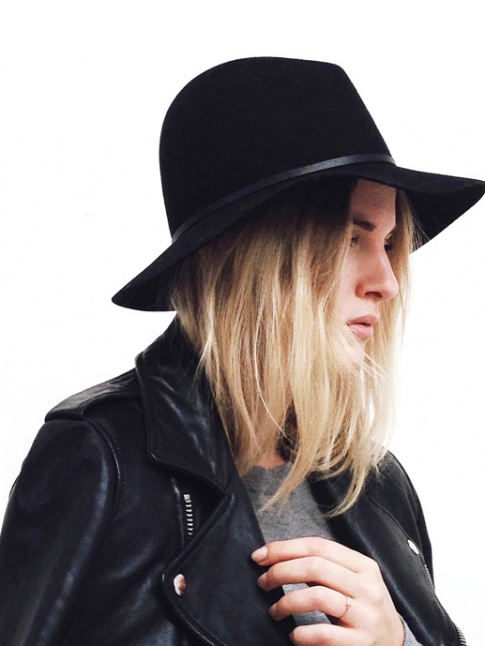 Oui au duo fedora un brin mou/perfecto en cuir noir !