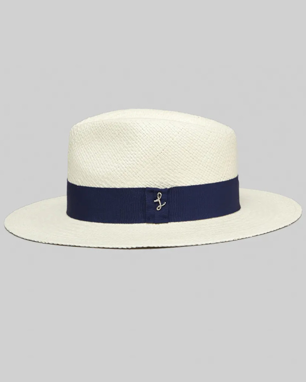 Chapeau Panama blanc et bleu