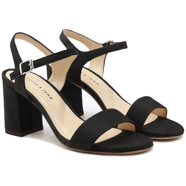 Sandales  talon cuir daim noir