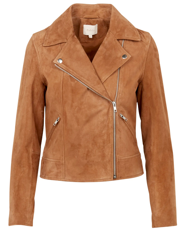 Blouson col tailleur en cuir | Marron