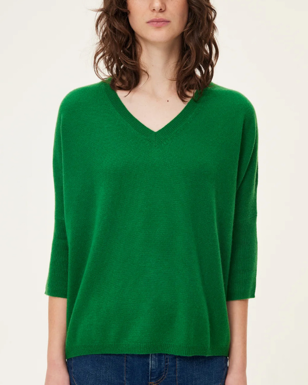 PULL V EN CACHEMIRE vert