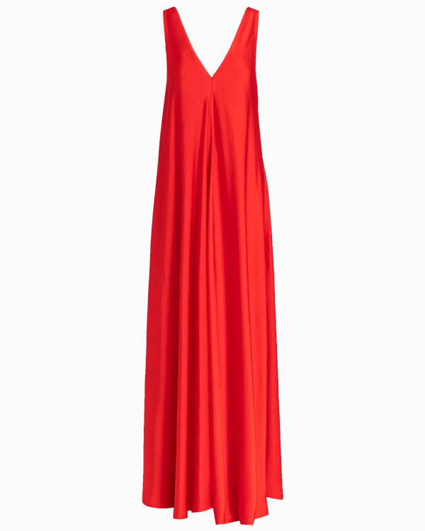 Robe longue vase  col V | Rouge