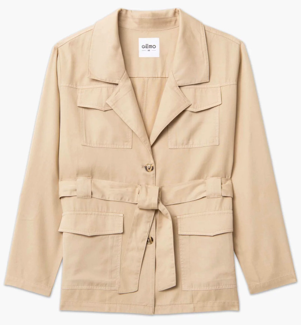 Veste femme grande taille coupe saharienne en Lyocell beige