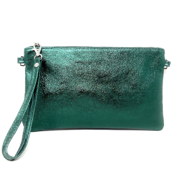 Pochette en cuir grain iris