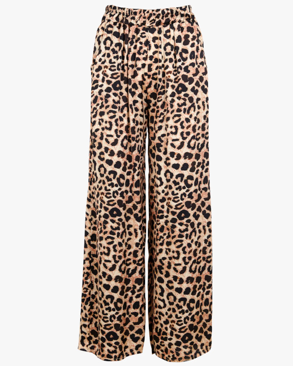 Pantalon fluide imprim lopard | Marron