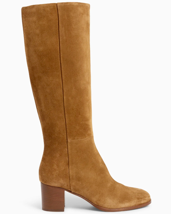 Bottes en cuir velours camel