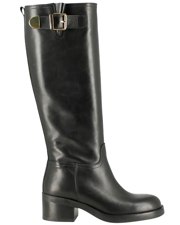 Bottes hauts  boucles en cuir | Noir