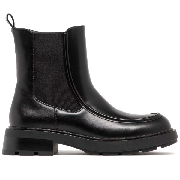 Boots femme Chelsea  zip et semelle crante avec couture sur le dessus noir