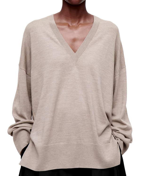 Pull gris col V