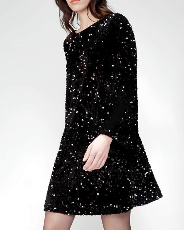 Robe courte dos nus  sequins | Noir