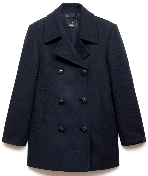 Manteau en laine  double boutonnage bleu marine