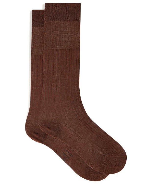 chaussettes fines  ctes marron