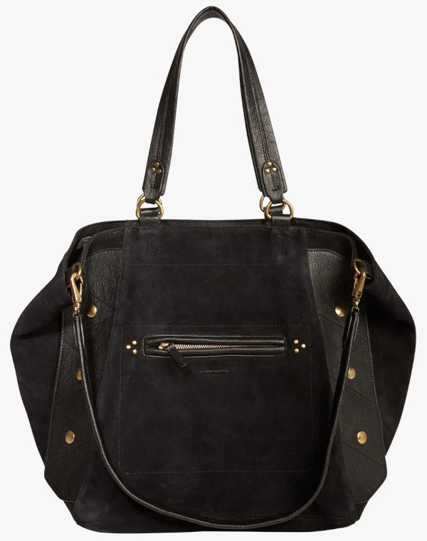 Sac cabas port paule cuir effet velours | Noir