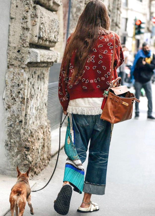 Look hippisant + sac chic = le bon mix