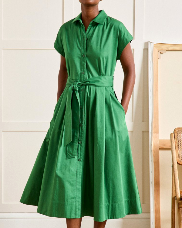 Robe cérémonie popeline satinée verte