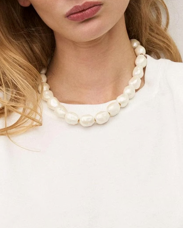Collier  perles - Blanc 