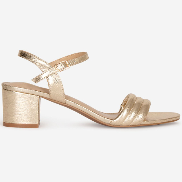 Sandales à talons jaune or femme