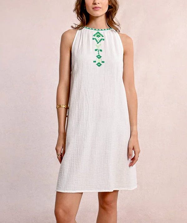 Robe courte en popeline brod