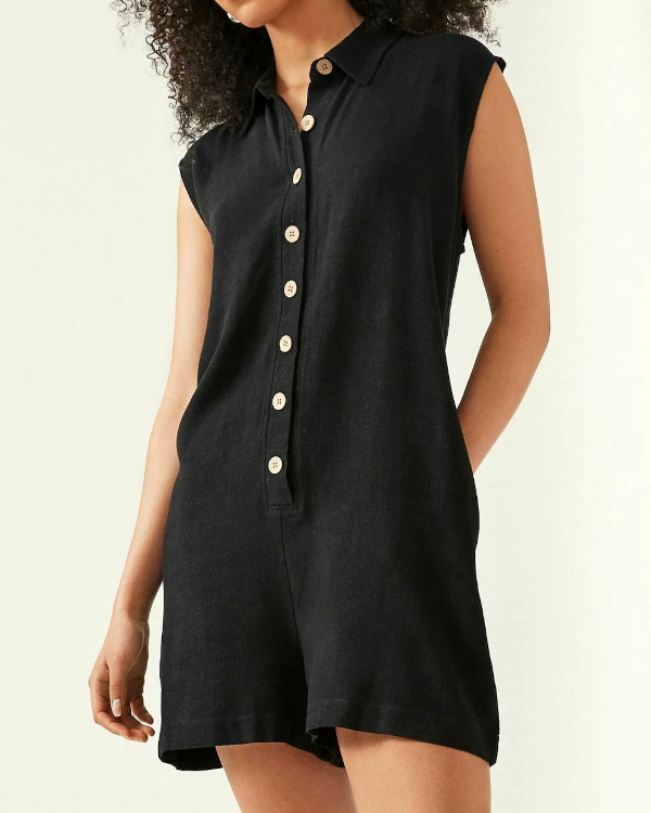 Combi-short bouffant boutonn coupe classique noir