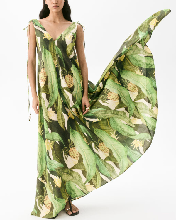 ROBE MAXI VOLUMINEUSE vert