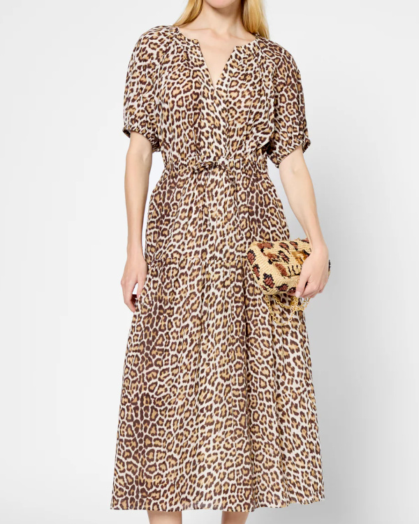 Robe longue en coton lopard