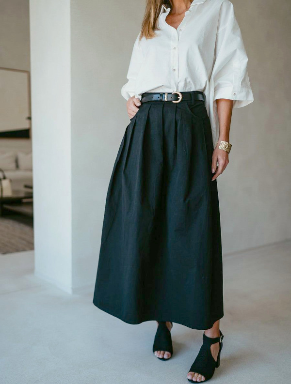Chemise blanche + jupe noire