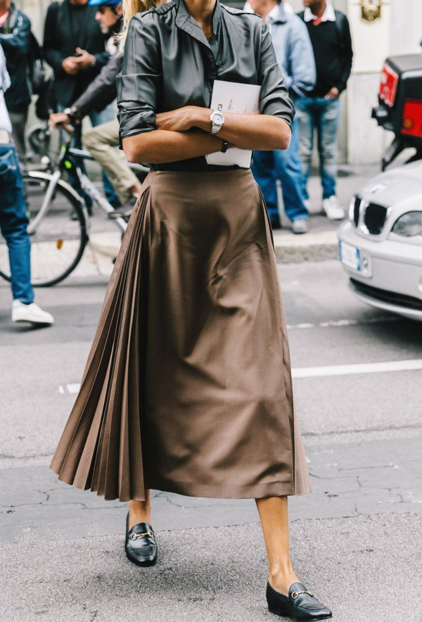 Chemise et jupe longue marron