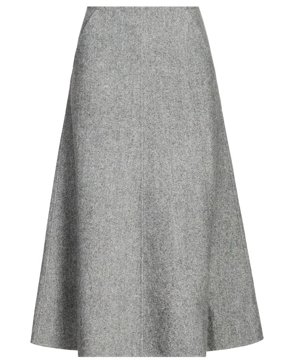 Jupe midi en laine et cachemire mélangés | Gris