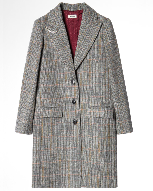 Manteau gris en laine femme.