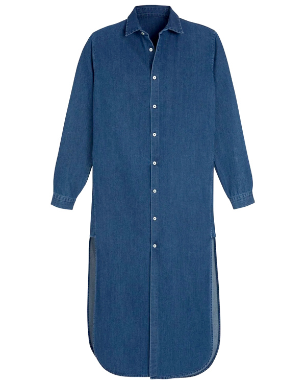 ROBE-CHEMISE À FENTES HAUTES EN DENIM LAVÉ
