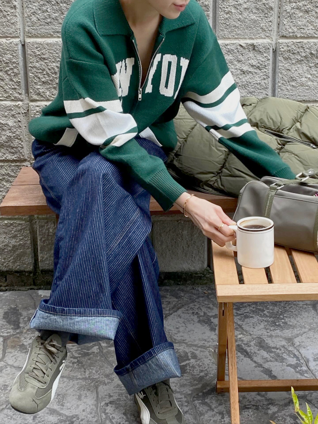 Wanted : un jean large à fines rayures !