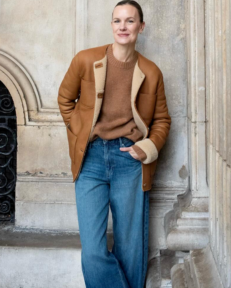 Envie d'une veste en shearling sans col !
