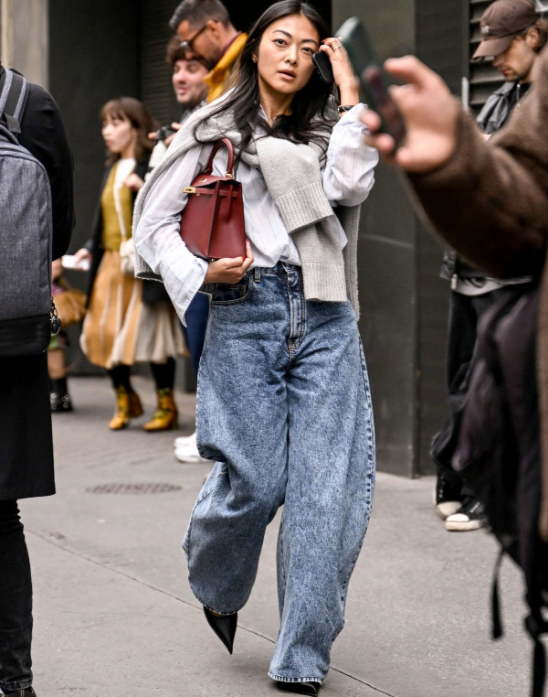 Chemise rayée + pantalon barrel