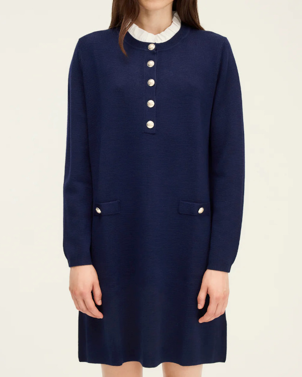 Robe droite � col fa�on chemisier