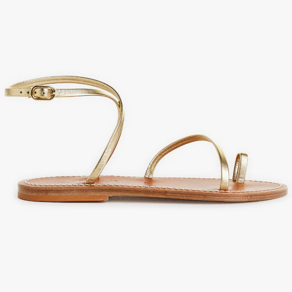 Sandales plates en cuir | Doré