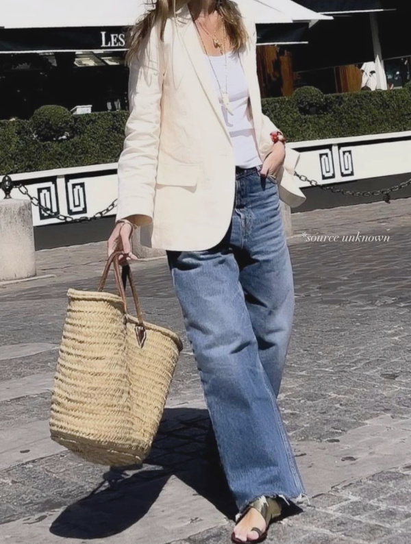 Blazer blanc et jean large