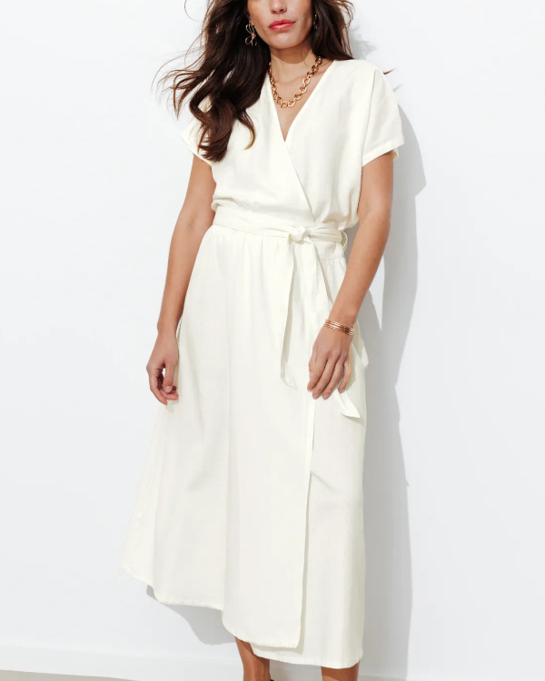 Robe portefeuille unie Femme - Blanc