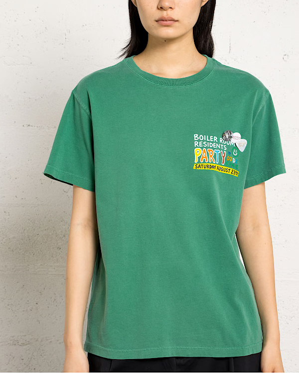 Tee-shirt droit col rond sérigraphié en coton - Vert