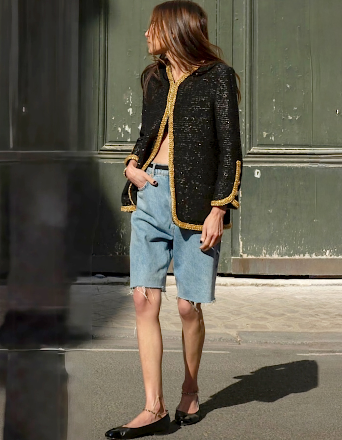 Bermuda jean + veste noire