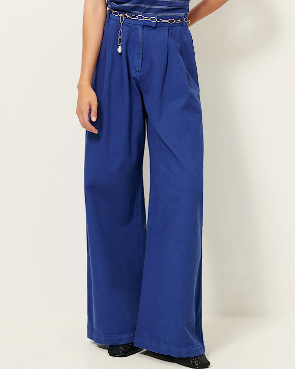 Pantalon large en coton tamayo | Bleu roi