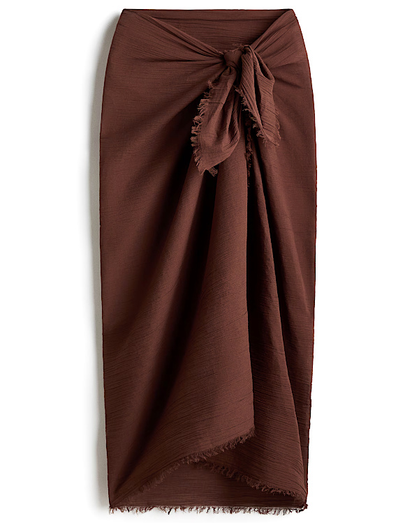 Paréo en coton froissé marron