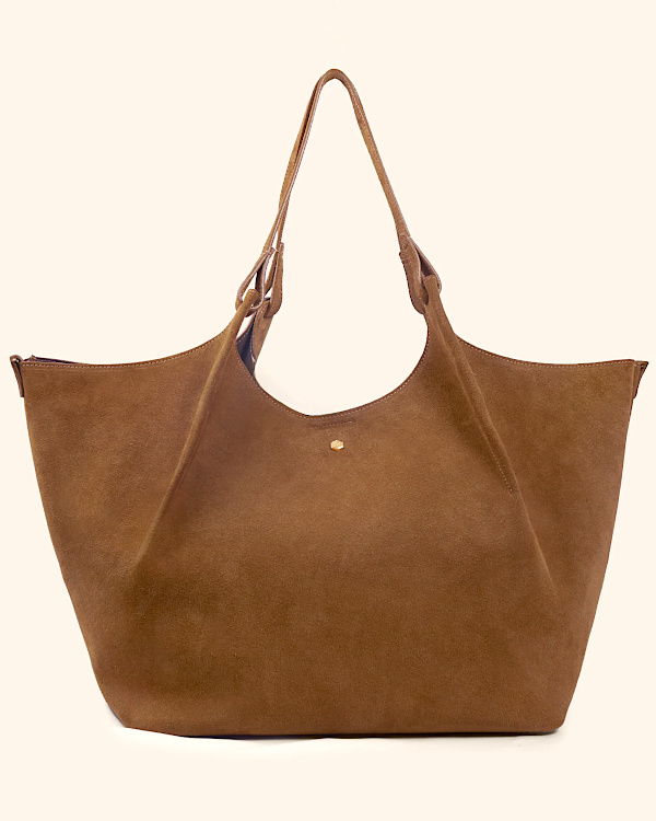 Sybil camel suede leather tote bag