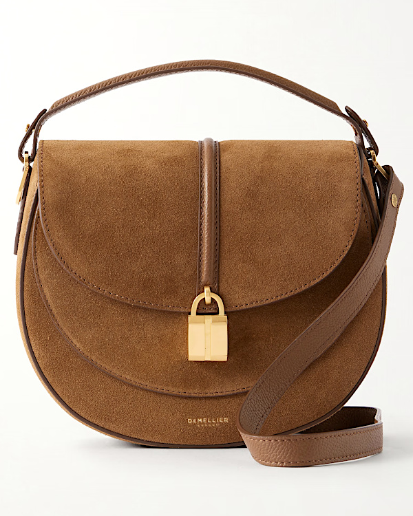 The Sienna Saddle leather-trimmed suede shoulder bag