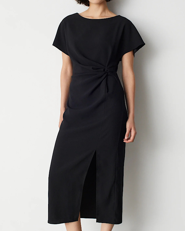 Robe longue nouée en crêpe