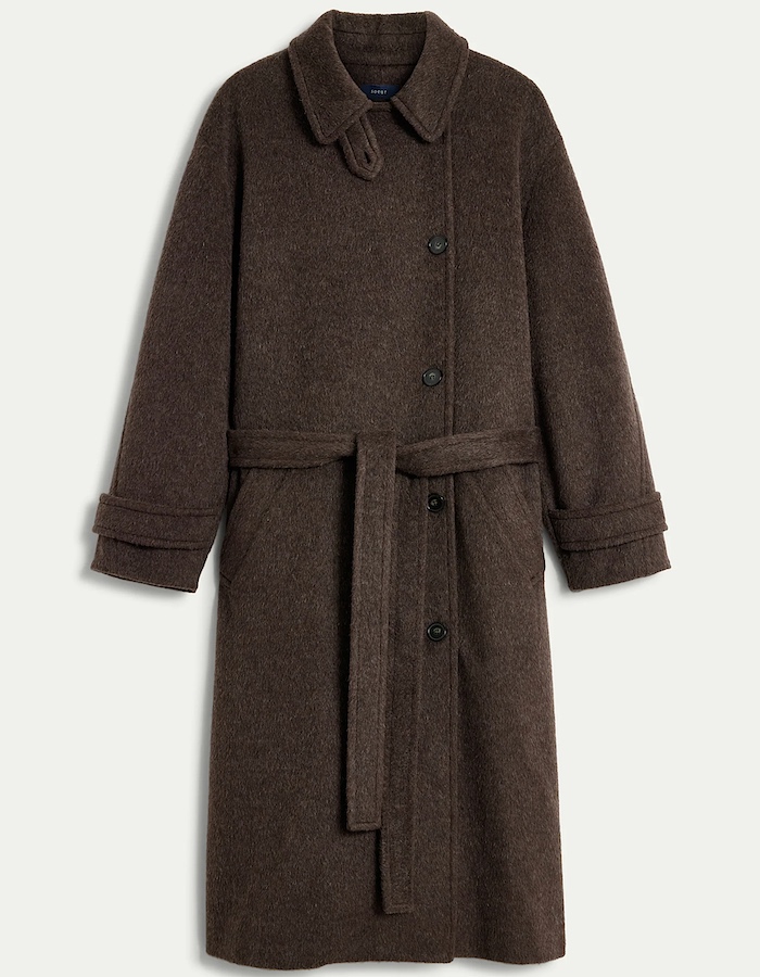 Manteau à ceinture basse en laine grattée